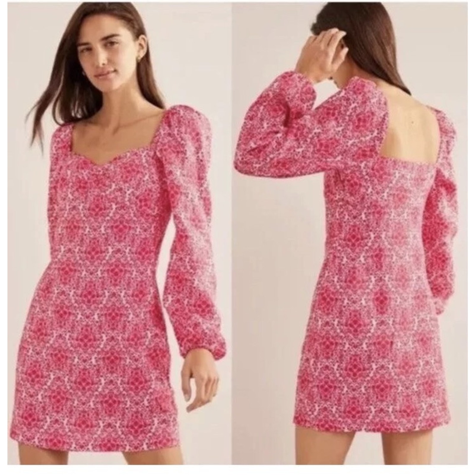 Boden Mini Shift Linen Floral Print Sweetheart Neck Dress Size 2 Hh 31
